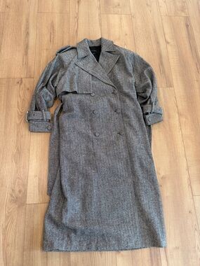 JLUXLABEL Gray Double-Breasted Trench Coat